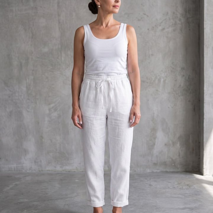 Séraphine | Women's Relaxed Drawstring Cropped Pants Minimalist